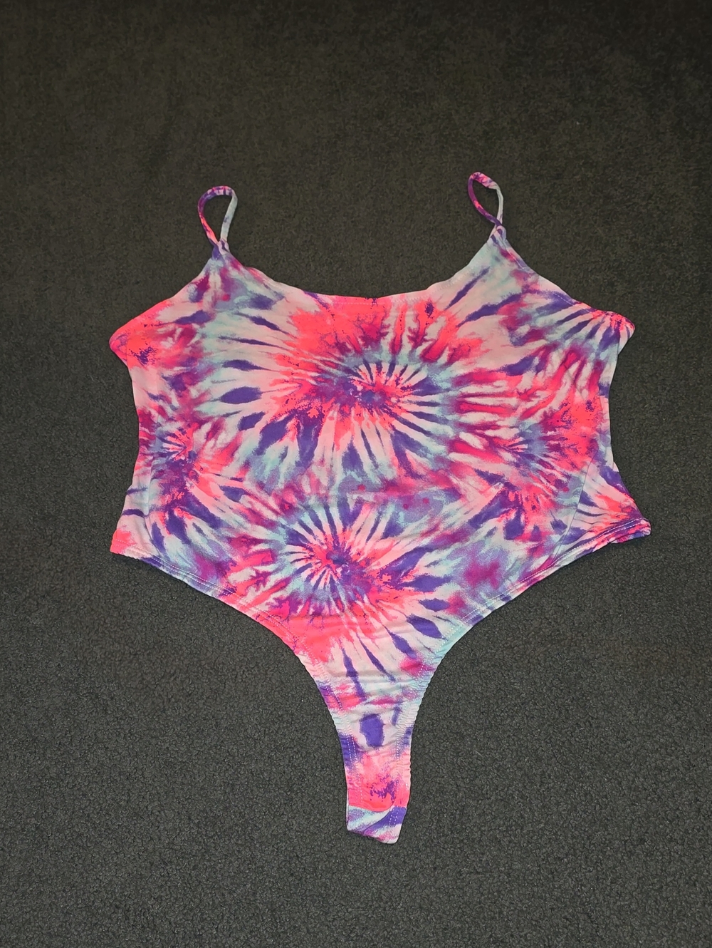 NWT Polly & Esther Tie-Dye Pink Purple Blue Spaghetti-Strap Bodysuit
